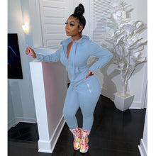 Load image into Gallery viewer, Solid Color Zip-up Jacket Legging Two-piece Set
