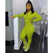 Load image into Gallery viewer, Solid Color Zip-up Jacket Legging Two-piece Set
