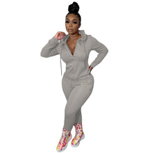 Load image into Gallery viewer, Solid Color Zip-up Jacket Legging Two-piece Set
