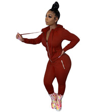 Load image into Gallery viewer, Solid Color Zip-up Jacket Legging Two-piece Set
