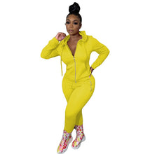 Load image into Gallery viewer, Solid Color Zip-up Jacket Legging Two-piece Set
